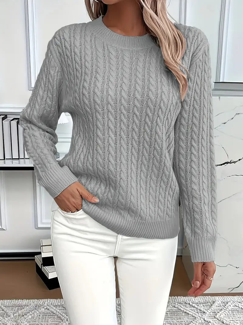 Lola | Jersey de Punto Trenzado Mujer Cuello Redondo Manga Larga