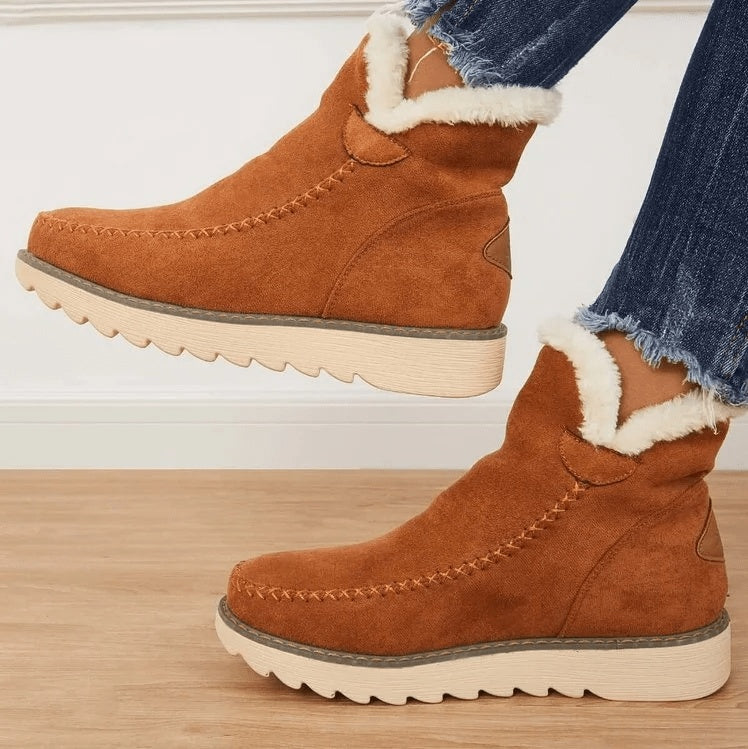 Lorena | Botas Planas de Invierno con Forro Mujer Ante