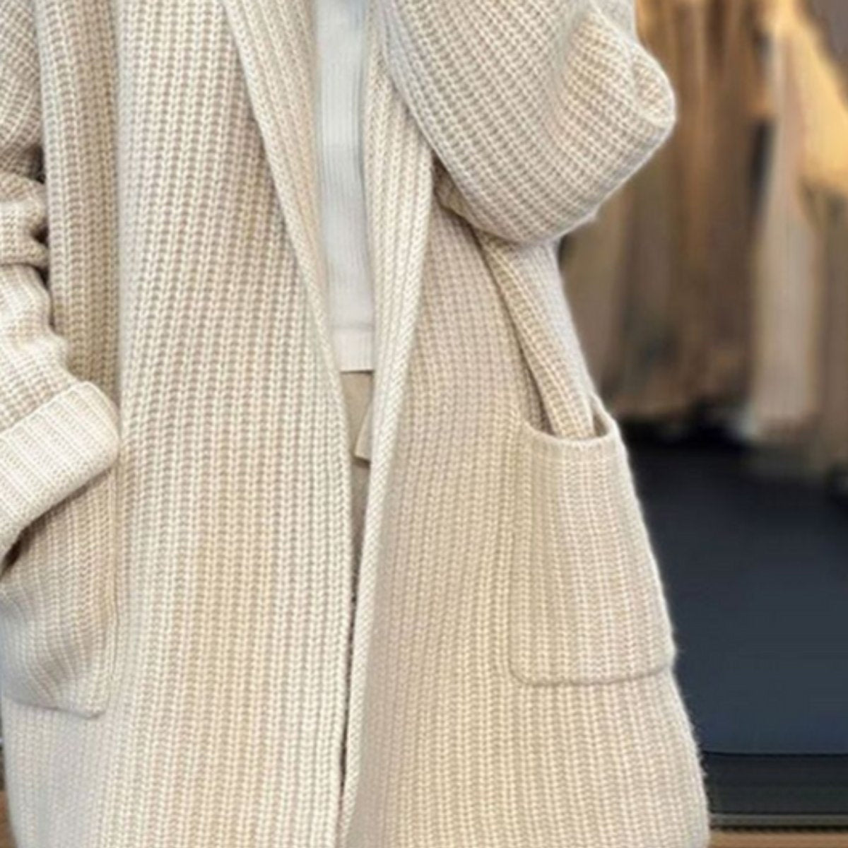Lorena | Cárdigan de Punto Oversize Mujer Bolsillos Manga Larga