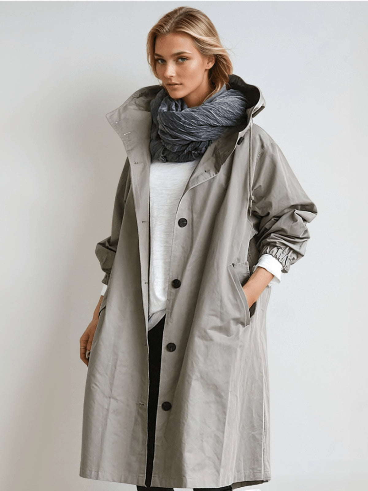 Lorena | Chubasquero Largo Impermeable Mujer con Capucha