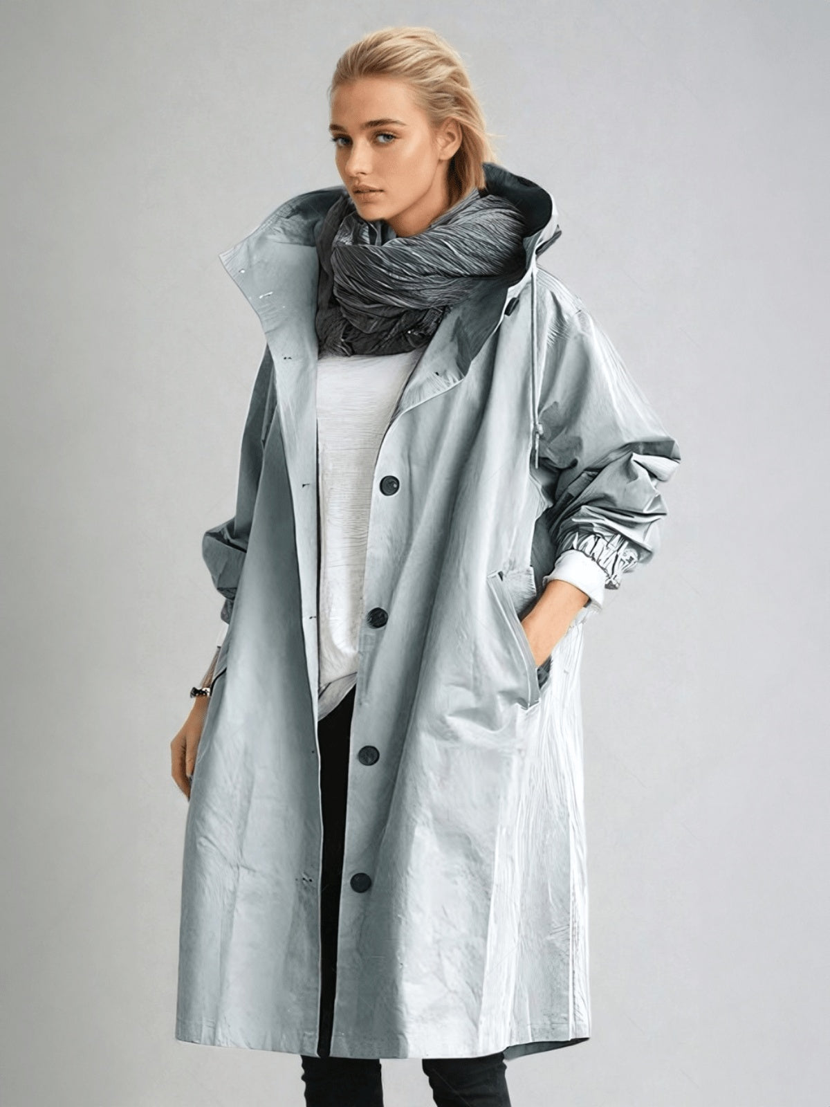 Lorena | Chubasquero Largo Impermeable Mujer con Capucha