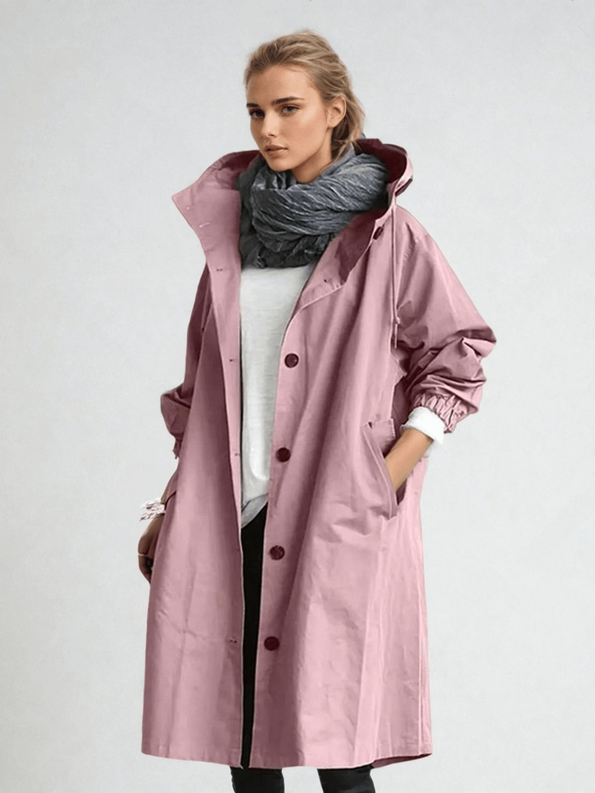 Lorena | Chubasquero Largo Impermeable Mujer con Capucha