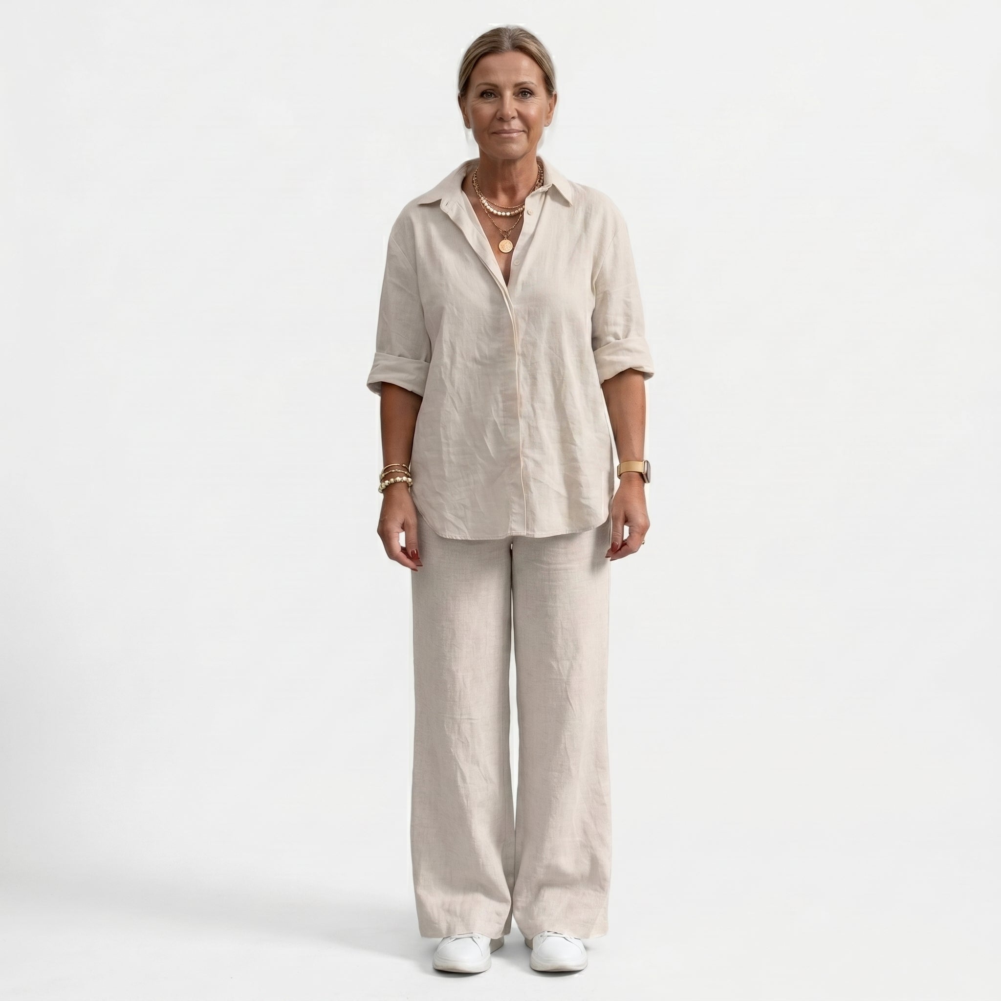Lorena | Conjunto de Lino Elegante Mujer Camisa y Pantalón