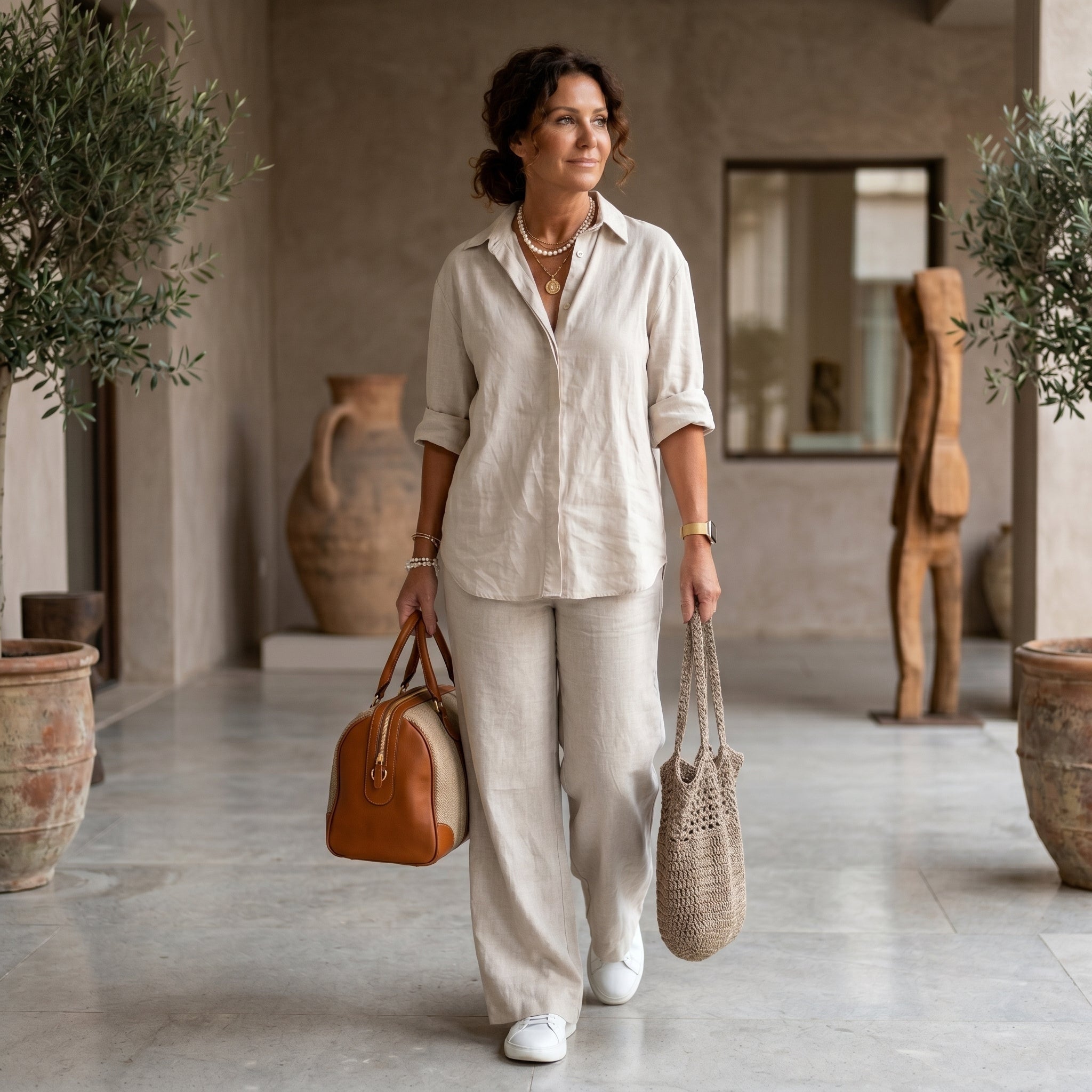 Lorena | Conjunto de Lino Elegante Mujer Camisa y Pantalón