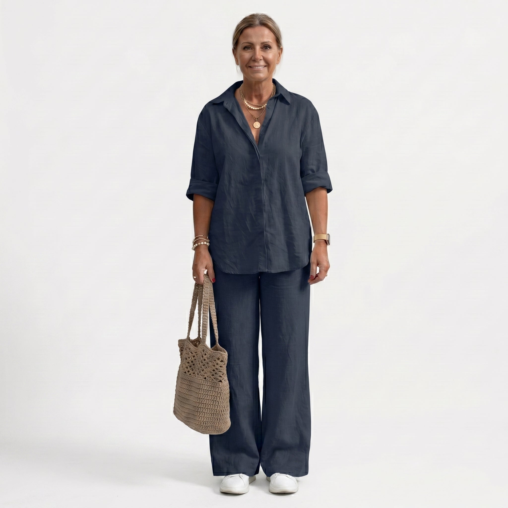 Lorena | Conjunto de Lino Elegante Mujer Camisa y Pantalón