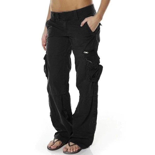 Lorena | Pantalones Cargo Mujer Multibolsillos Corte Recto