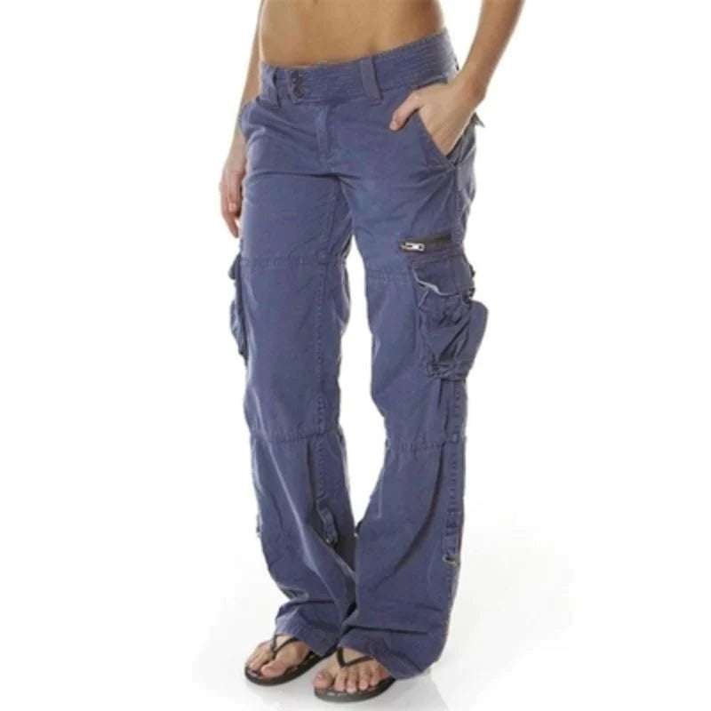Lorena | Pantalones Cargo Mujer Multibolsillos Corte Recto