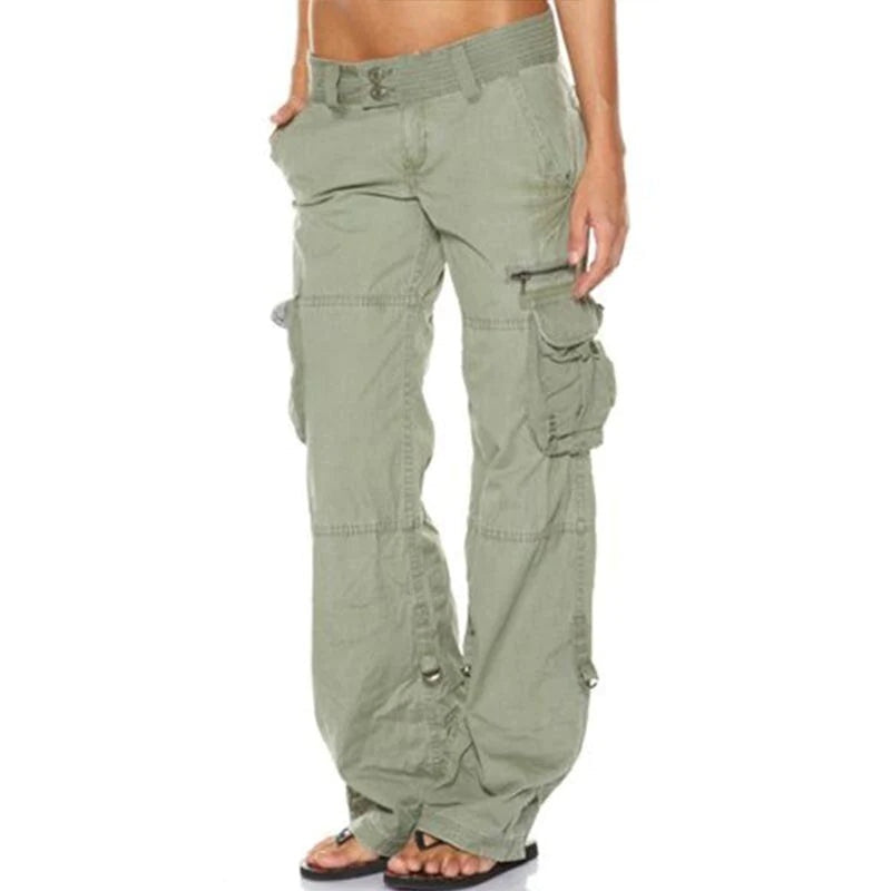Lorena | Pantalones Cargo Mujer Multibolsillos Corte Recto