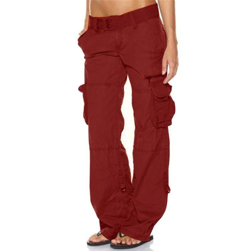 Lorena | Pantalones Cargo Mujer Multibolsillos Corte Recto