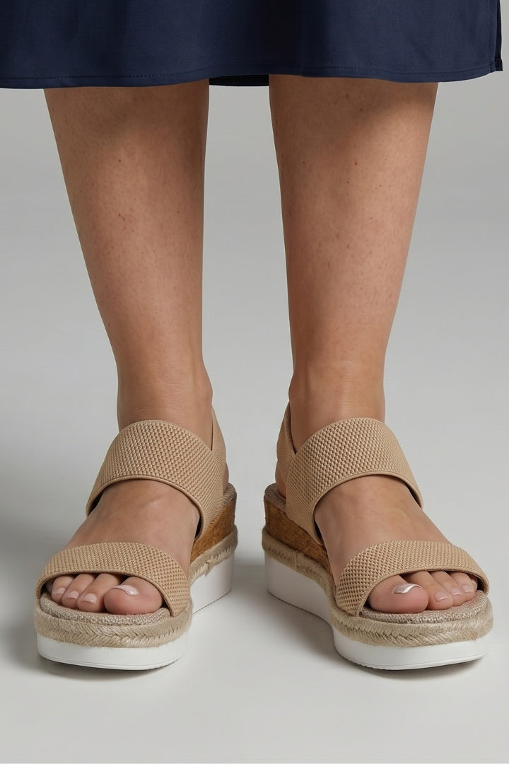 Lorena | Sandalias de Cuña Espadrille Verano Mujer Tiras Elásticas
