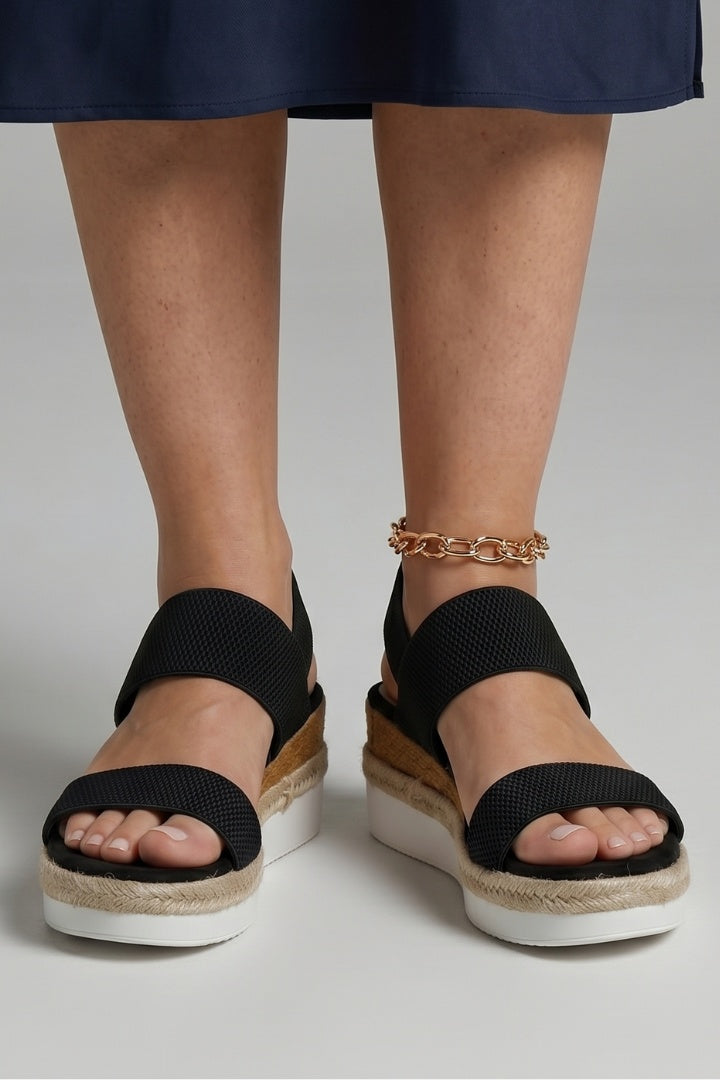 Lorena | Sandalias de Cuña Espadrille Verano Mujer Tiras Elásticas