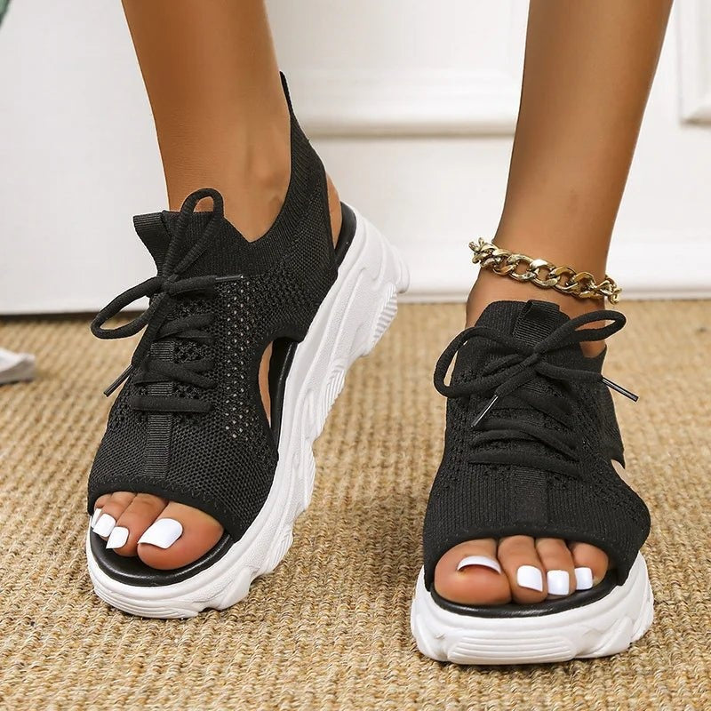 Lorena | Sandalias Deportivas de Plataforma Mujer Cordones Tejido