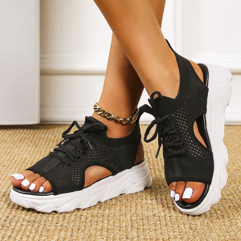 Lorena | Sandalias Deportivas de Plataforma Mujer Cordones Tejido
