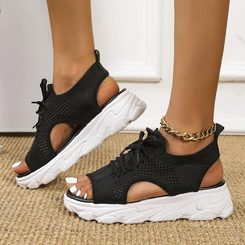 Lorena | Sandalias Deportivas de Plataforma Mujer Cordones Tejido