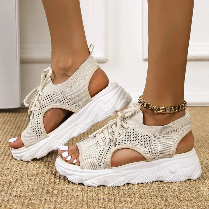 Lorena | Sandalias Deportivas de Plataforma Mujer Cordones Tejido