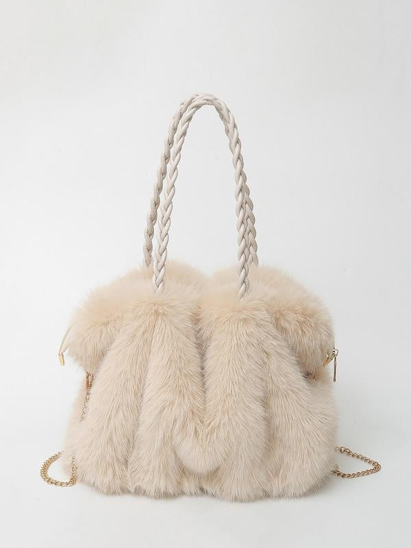 Lourdes | Bolso de Hombro de Pelo Sintético Mujer Asa Trenzada