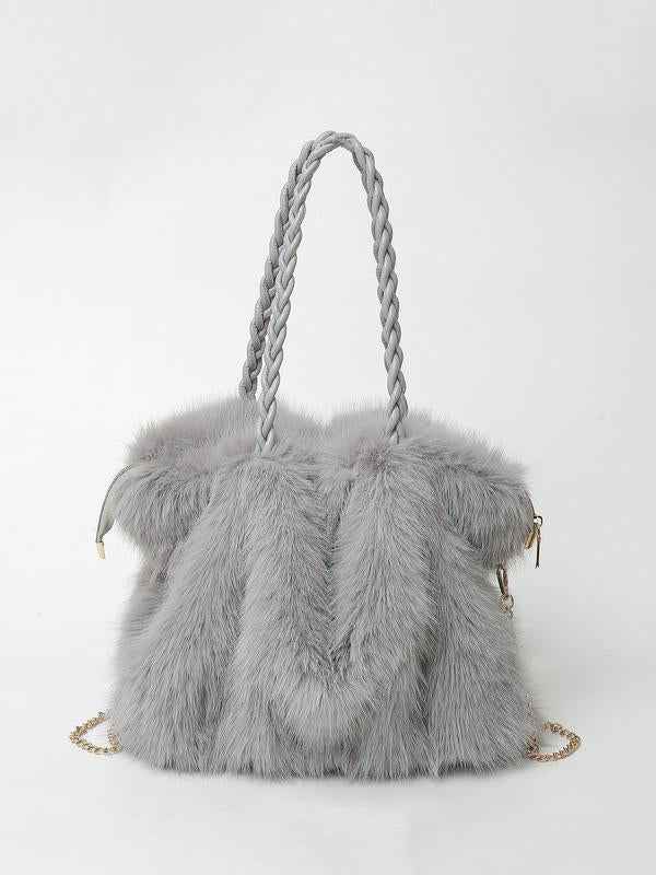 Lourdes | Bolso de Hombro de Pelo Sintético Mujer Asa Trenzada
