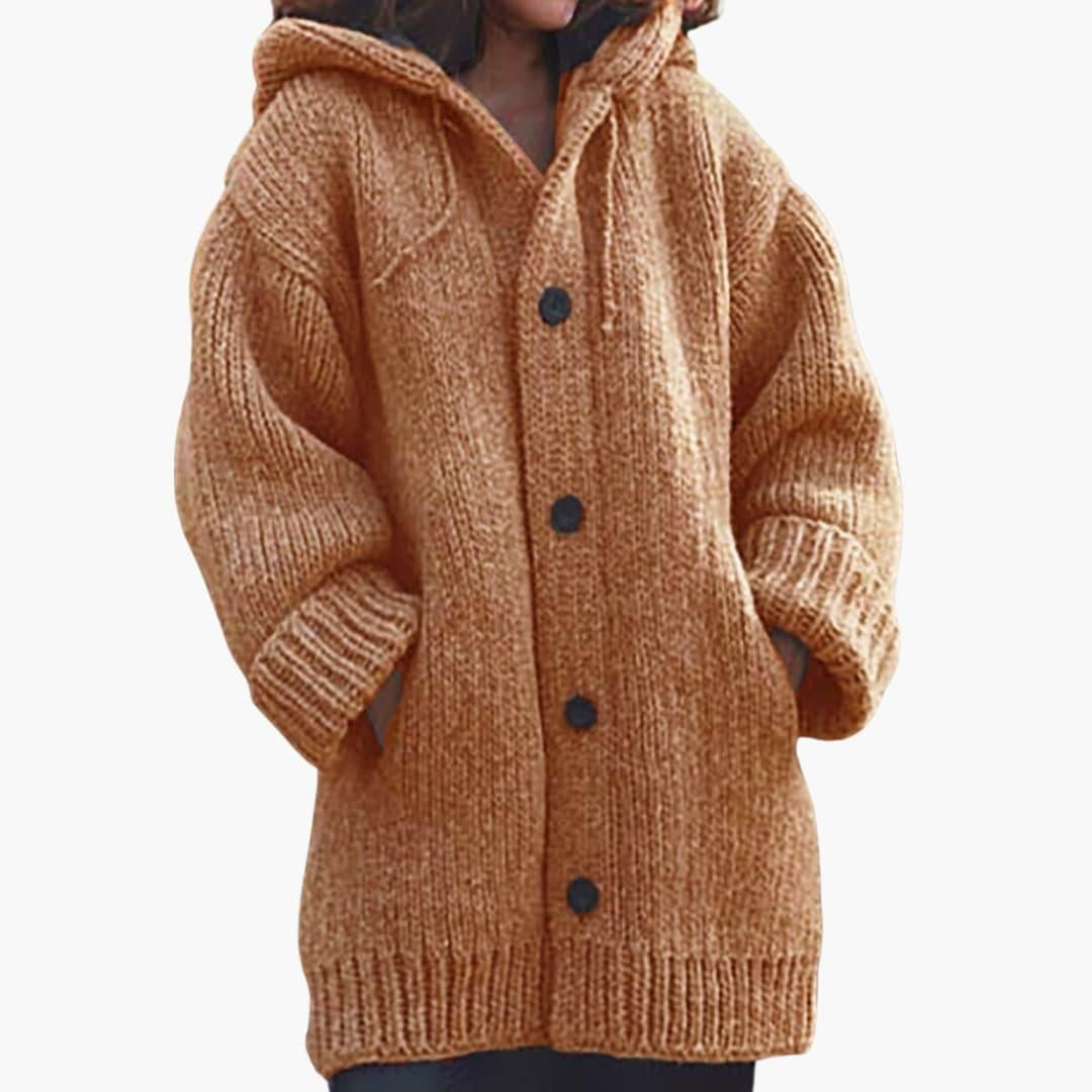 Lourdes | Cárdigan de Punto con Capucha Mujer Oversize Botones
