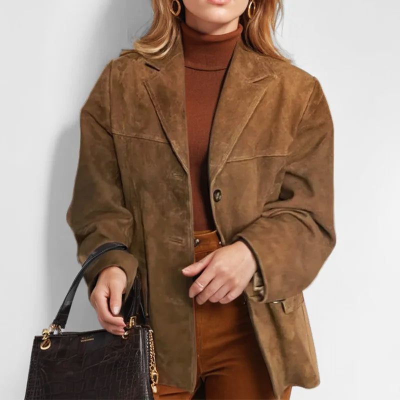 Macarena | Chaqueta de Ante Mujer Corte Suelto Solapas