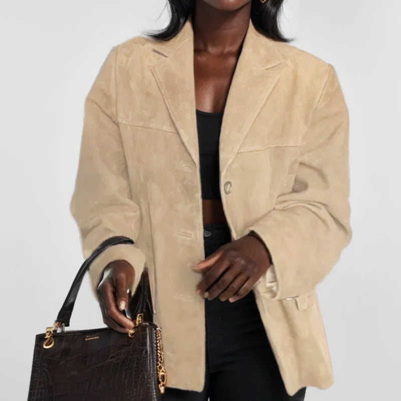Macarena | Chaqueta de Ante Mujer Corte Suelto Solapas