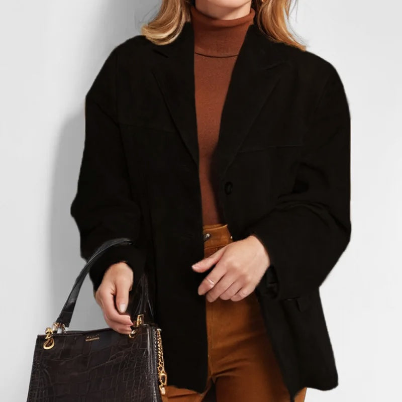 Macarena | Chaqueta de Ante Mujer Corte Suelto Solapas
