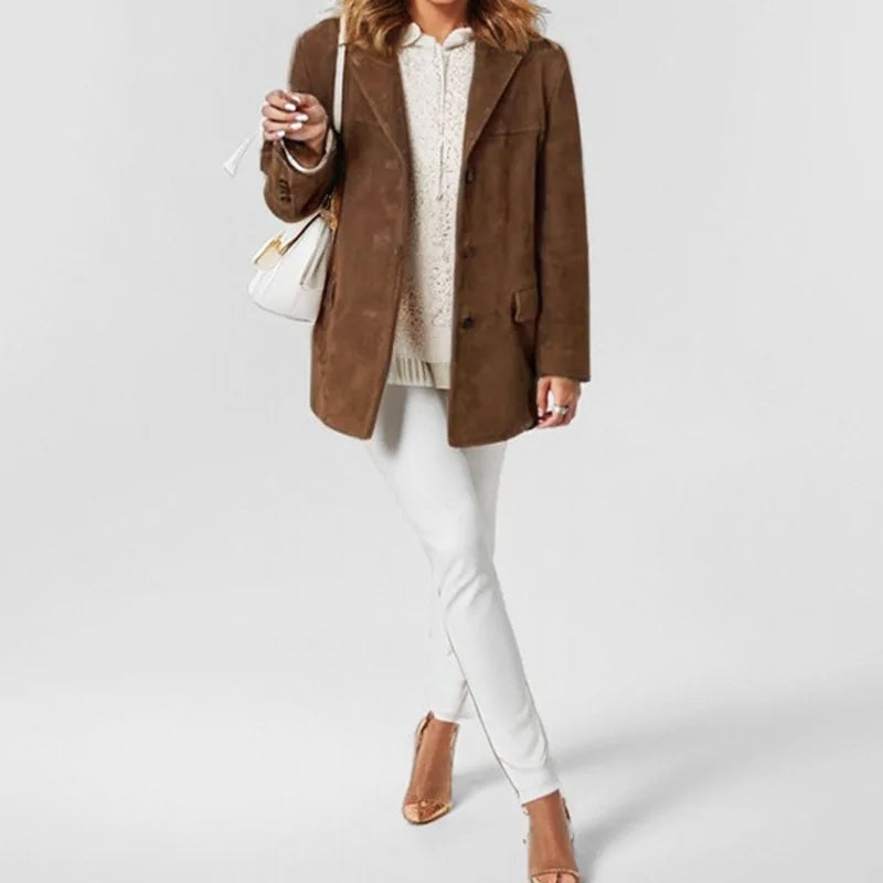Macarena | Chaqueta de Ante Mujer Corte Suelto Solapas