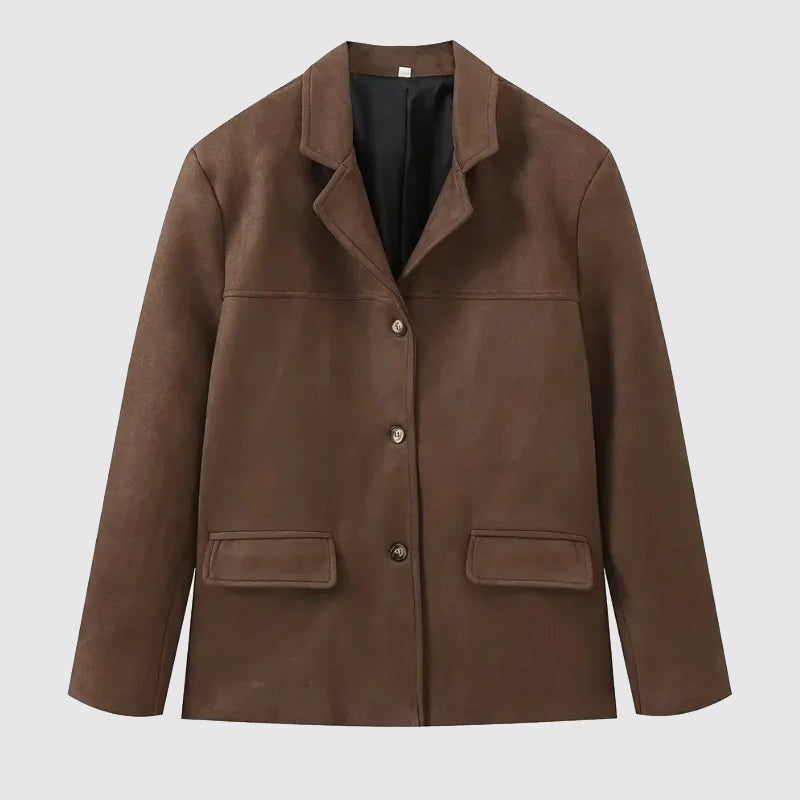 Macarena | Chaqueta de Ante Mujer Corte Suelto Solapas