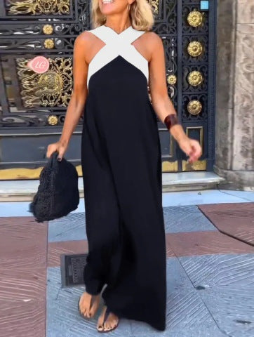 Macarena | Vestido Largo Cut Out Cruzado Mujer Cuello Alto