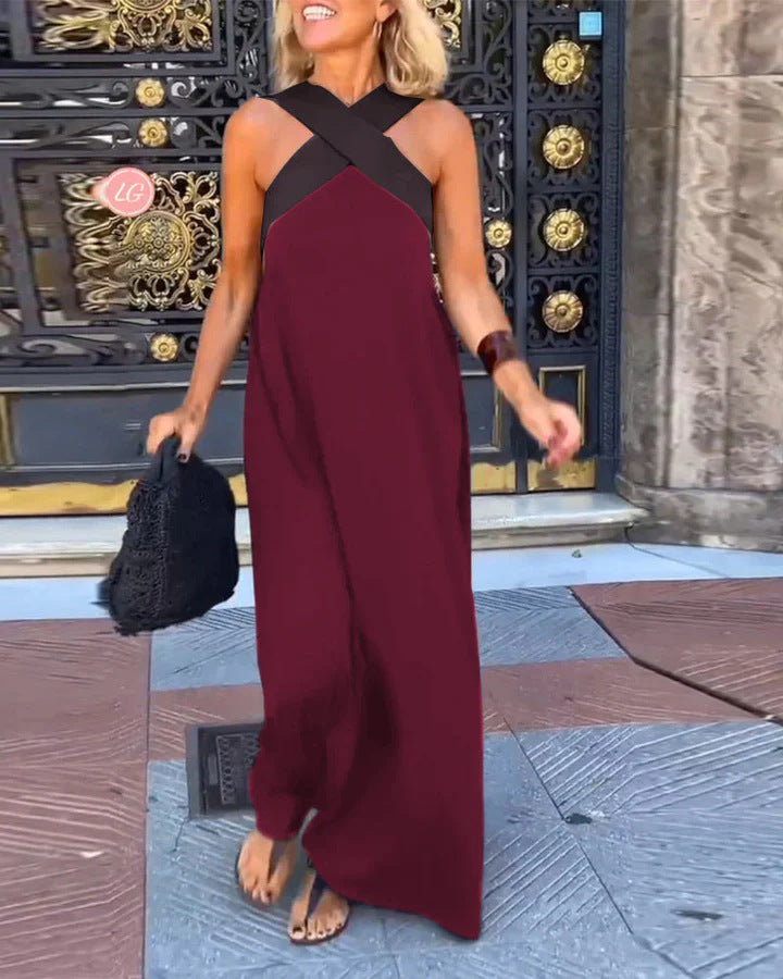 Macarena | Vestido Largo Cut Out Cruzado Mujer Cuello Alto