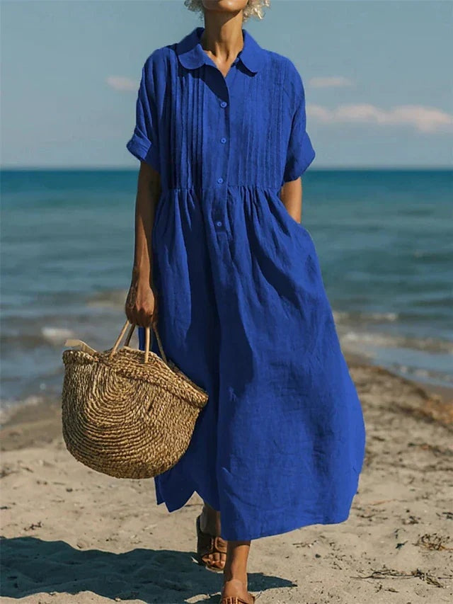 Macarena | Vestido Midi Camisero de Algodón Mujer Botones