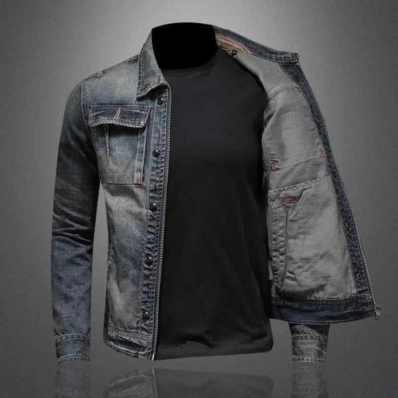 Marcos | Chaqueta Vaquera Hombre Vintage Multibolsillos