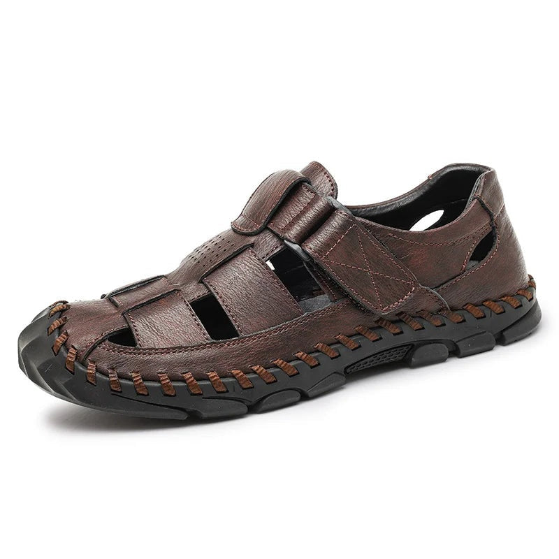Marcos | Sandalias de Pescador de Cuero Hombre Cierre Velcro