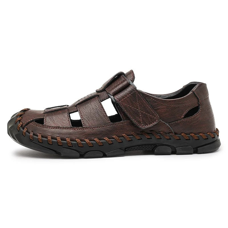 Marcos | Sandalias de Pescador de Cuero Hombre Cierre Velcro