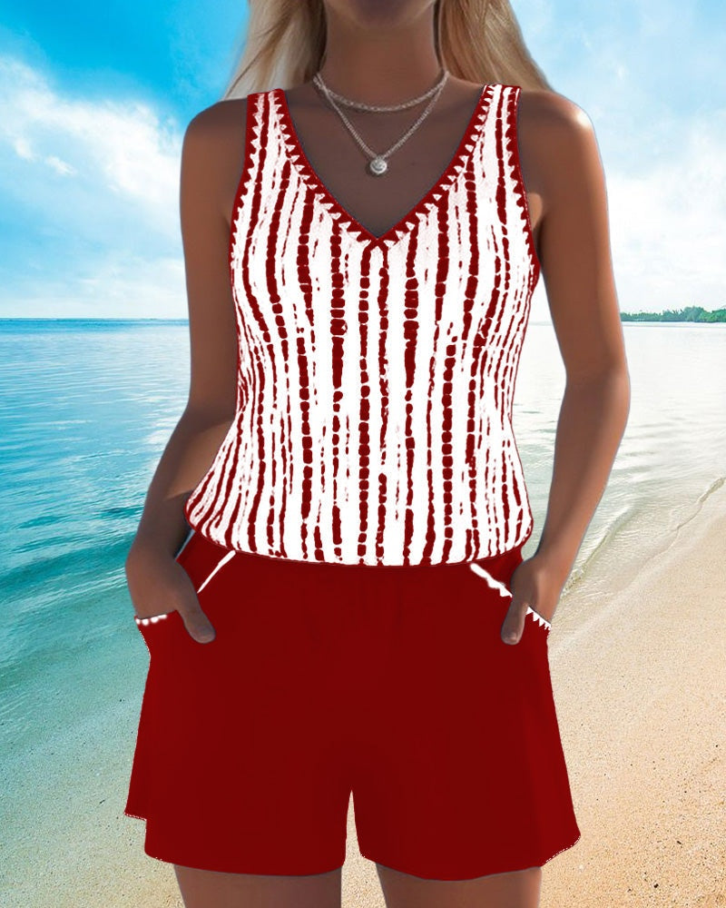Marina | Conjunto de Dos Piezas Casual Mujer Estampado Tirantes