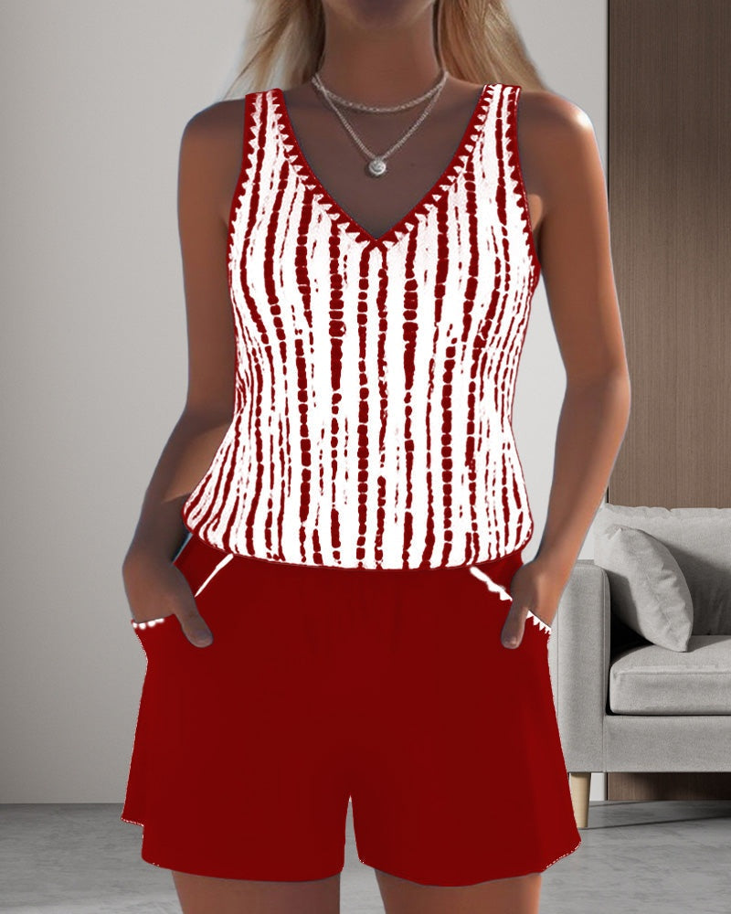 Marina | Conjunto de Dos Piezas Casual Mujer Estampado Tirantes