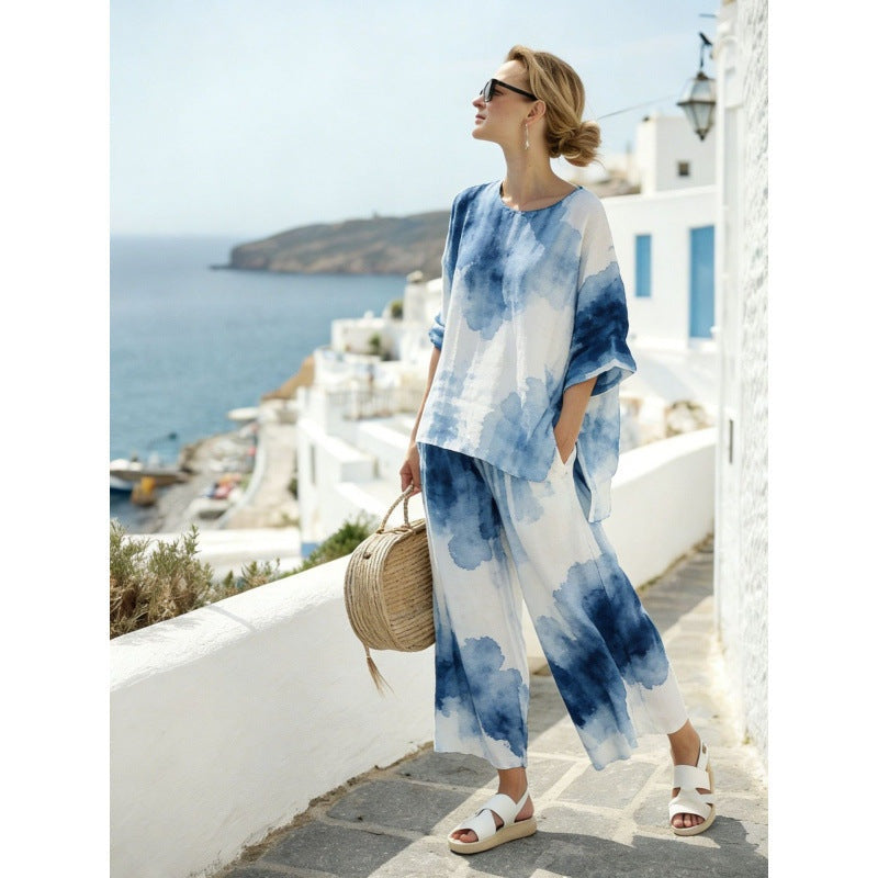 Marina | Conjunto de Dos Piezas Tie Dye Mujer Holgado