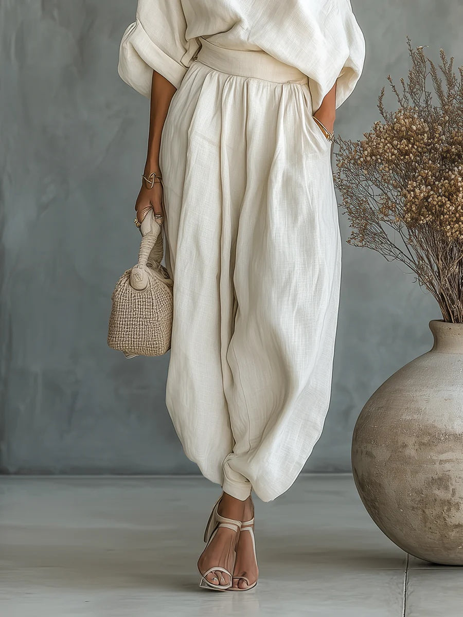 Marina | Conjunto Elegante de Un Hombro Mujer Pantalón Palazzo