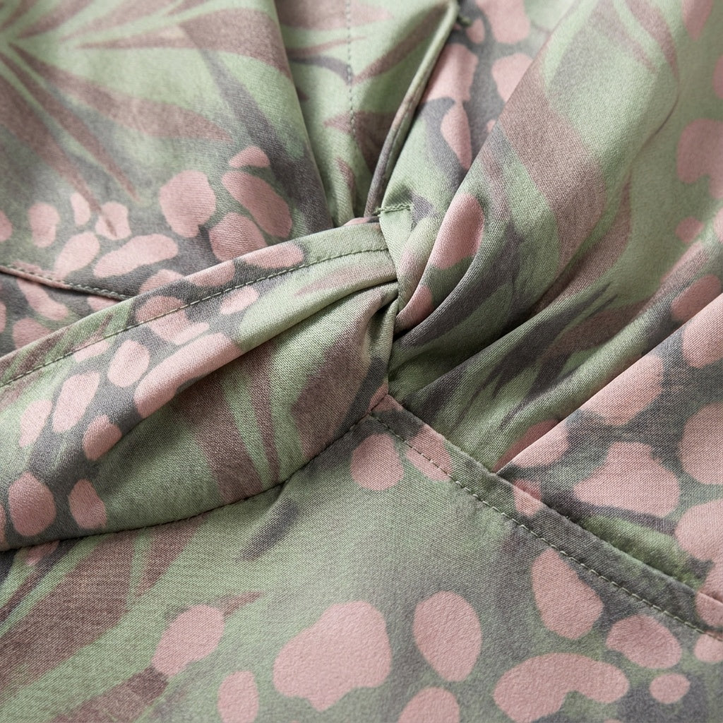 Marina | Vestido Midi Drapeado Mujer Escote V Manga Corta