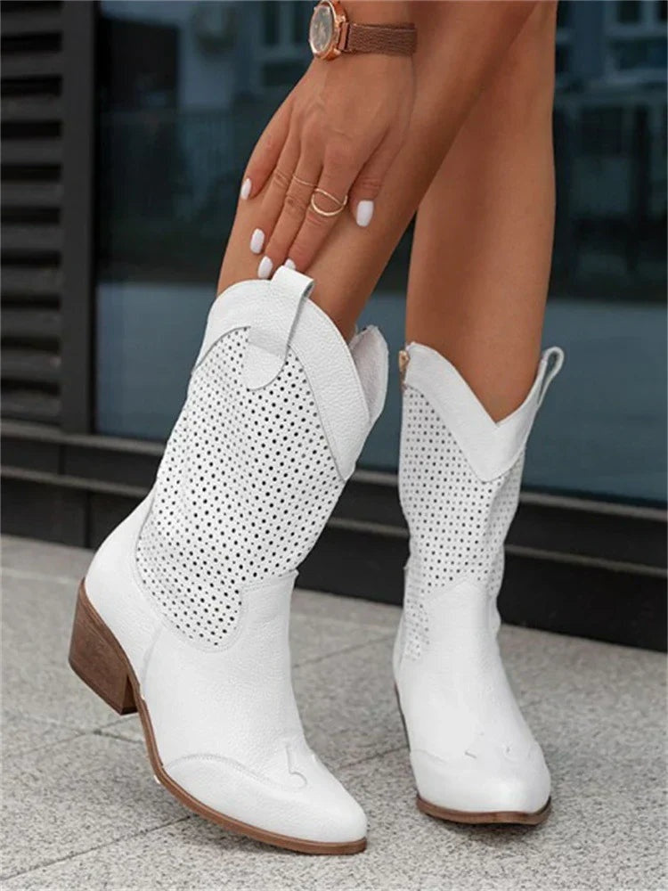 Marisol | Botas Camperas Mujer Caña Media Caladas Cremallera