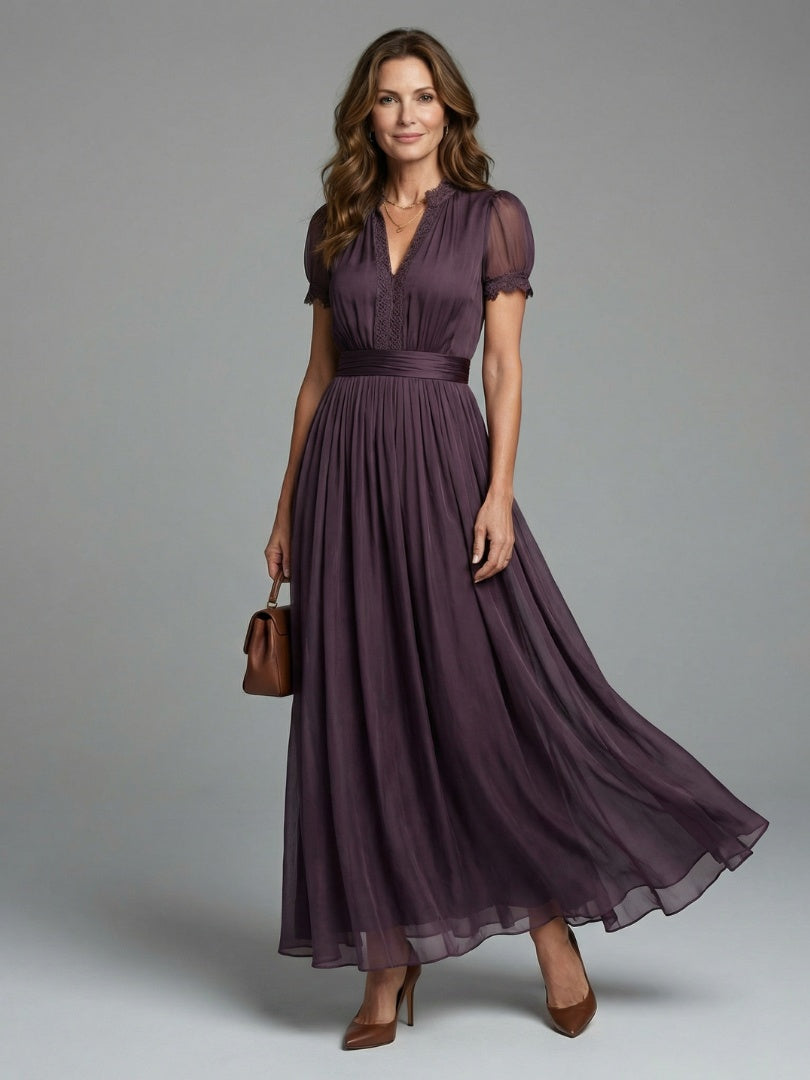 Marisol | Vestido de Madrina Mujer Escote en V Manga Corta