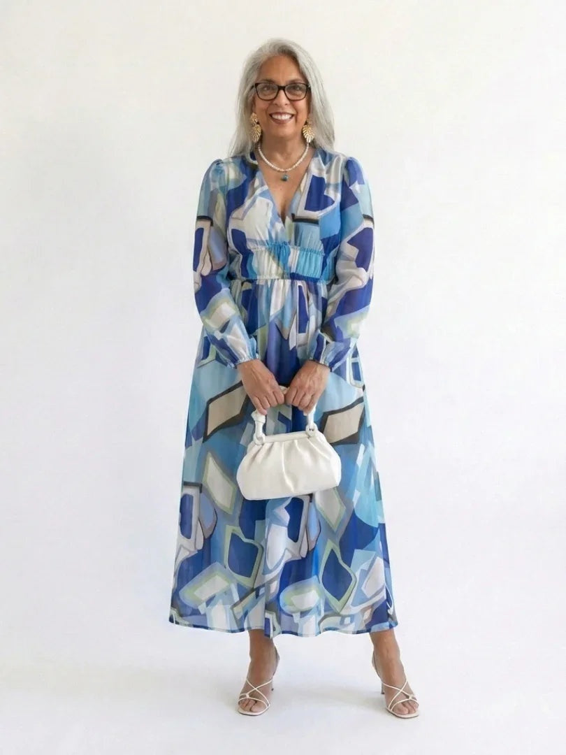 Marisol | Vestido Largo con Volantes Estampado Floral Mujer Escote V