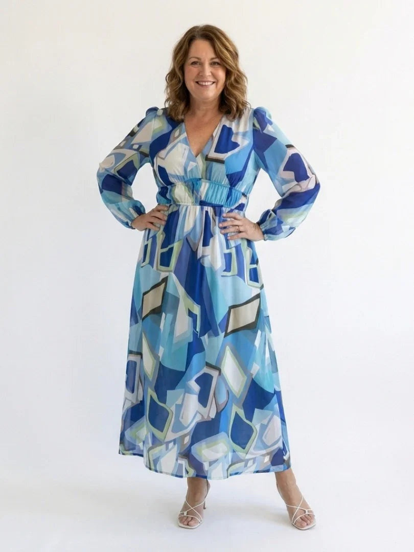 Marisol | Vestido Largo con Volantes Estampado Floral Mujer Escote V