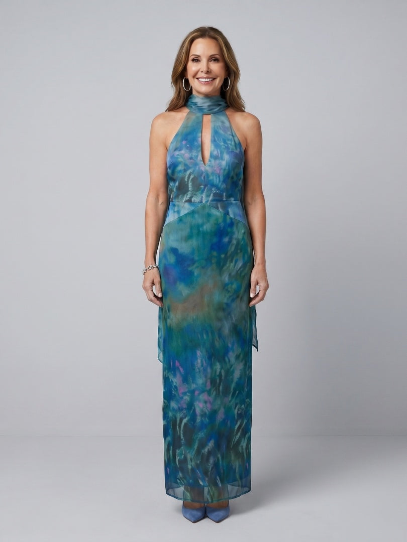 Marisol | Vestido Largo de Gala Halter Mujer Abertura Frontal