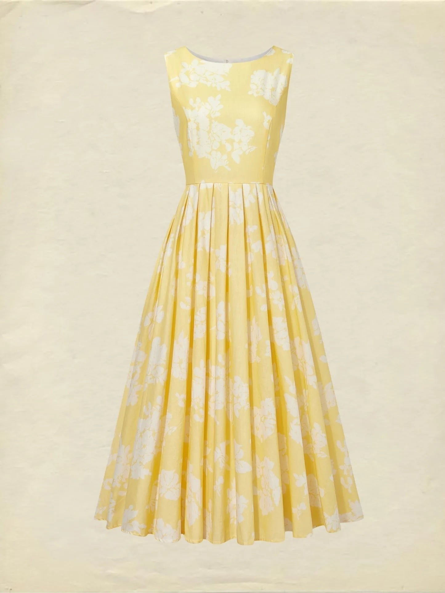 Marisol | Vestido Midi Sin Mangas de Lino Floral Mujer