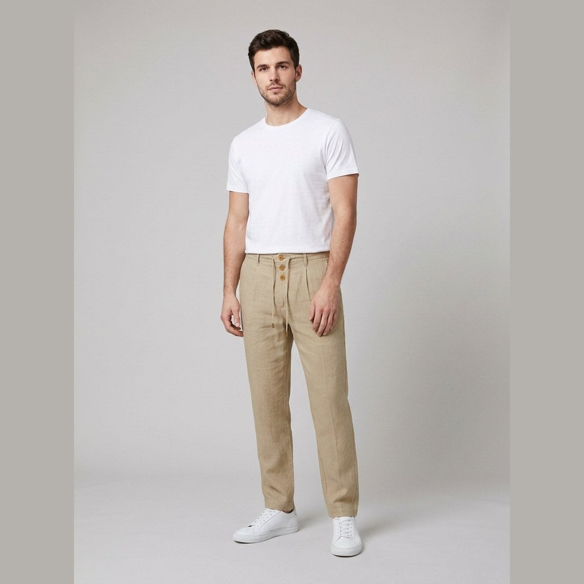 Mateo | Pantalón de Lino de Pinzas Hombre Corte Relajado