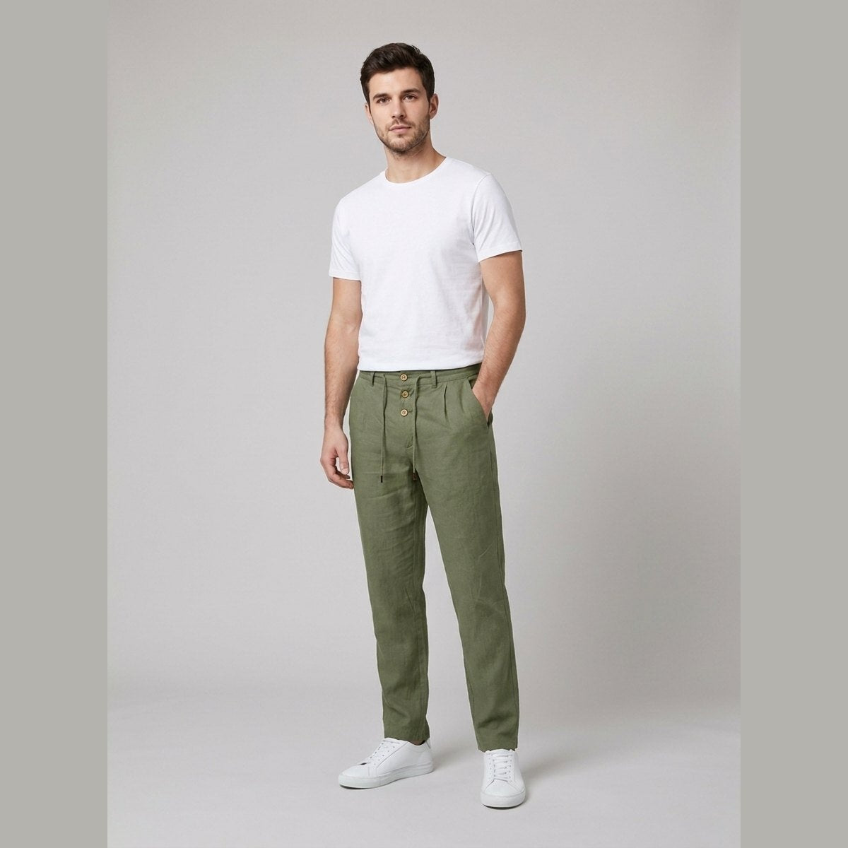 Mateo | Pantalón de Lino de Pinzas Hombre Corte Relajado