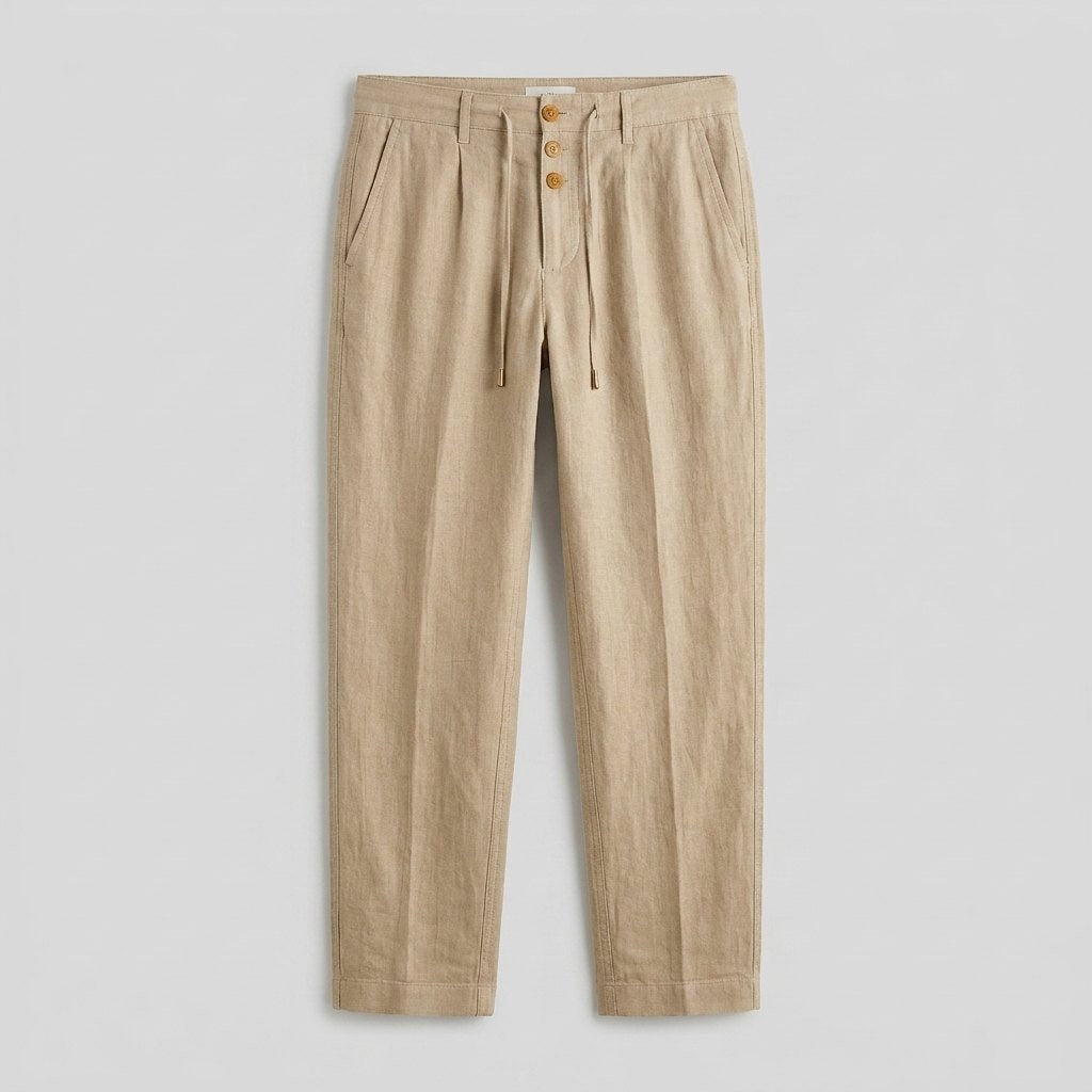 Mateo | Pantalón de Lino de Pinzas Hombre Corte Relajado