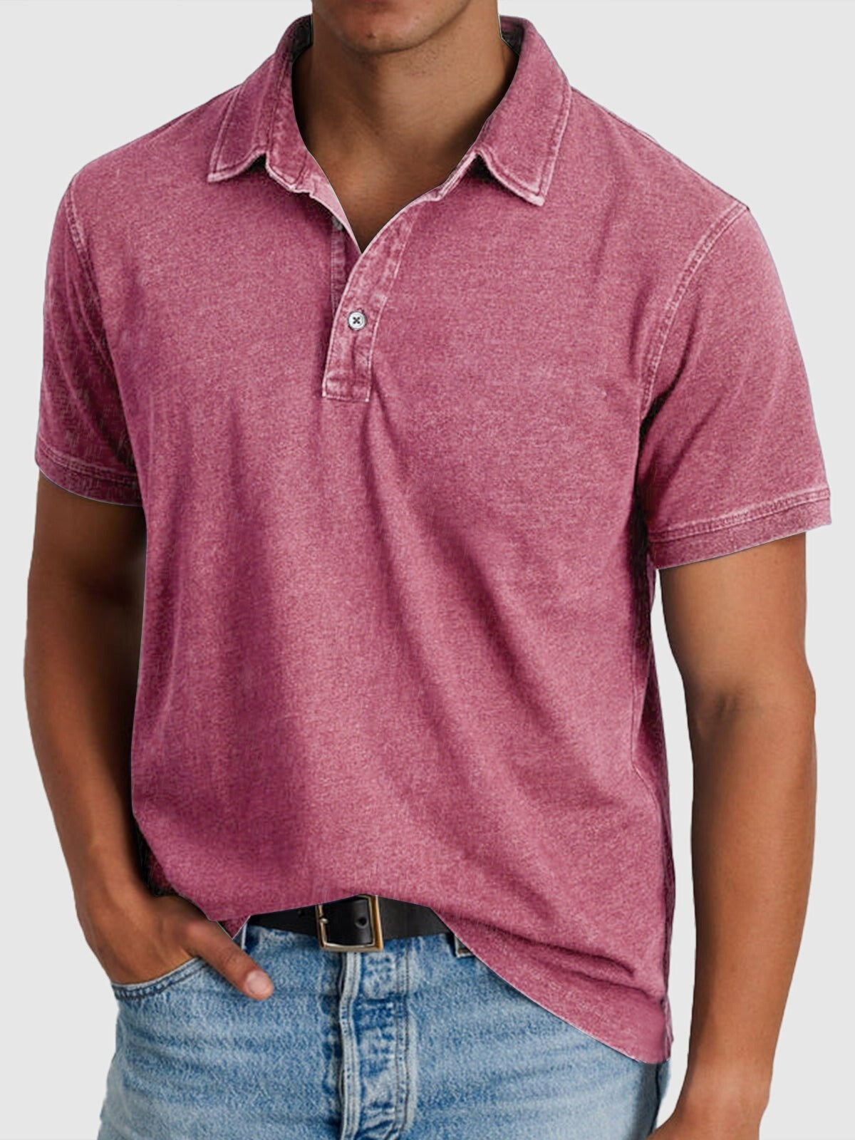 Rodrigo | Polo de Algodón Denim de Manga Corta Hombre Cuello Clásico