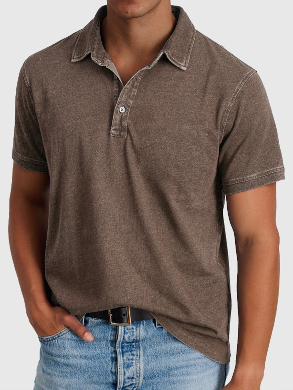 Rodrigo | Polo de Algodón Denim de Manga Corta Hombre Cuello Clásico