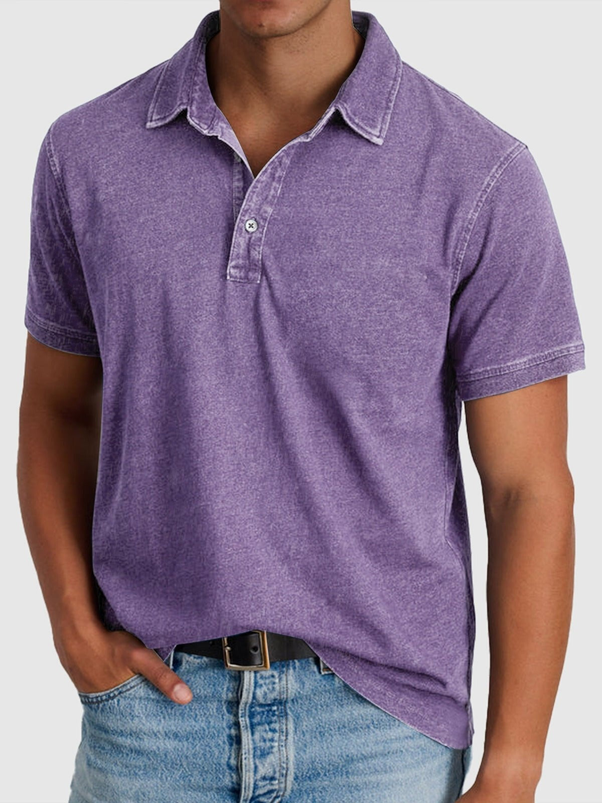 Rodrigo | Polo de Algodón Denim de Manga Corta Hombre Cuello Clásico